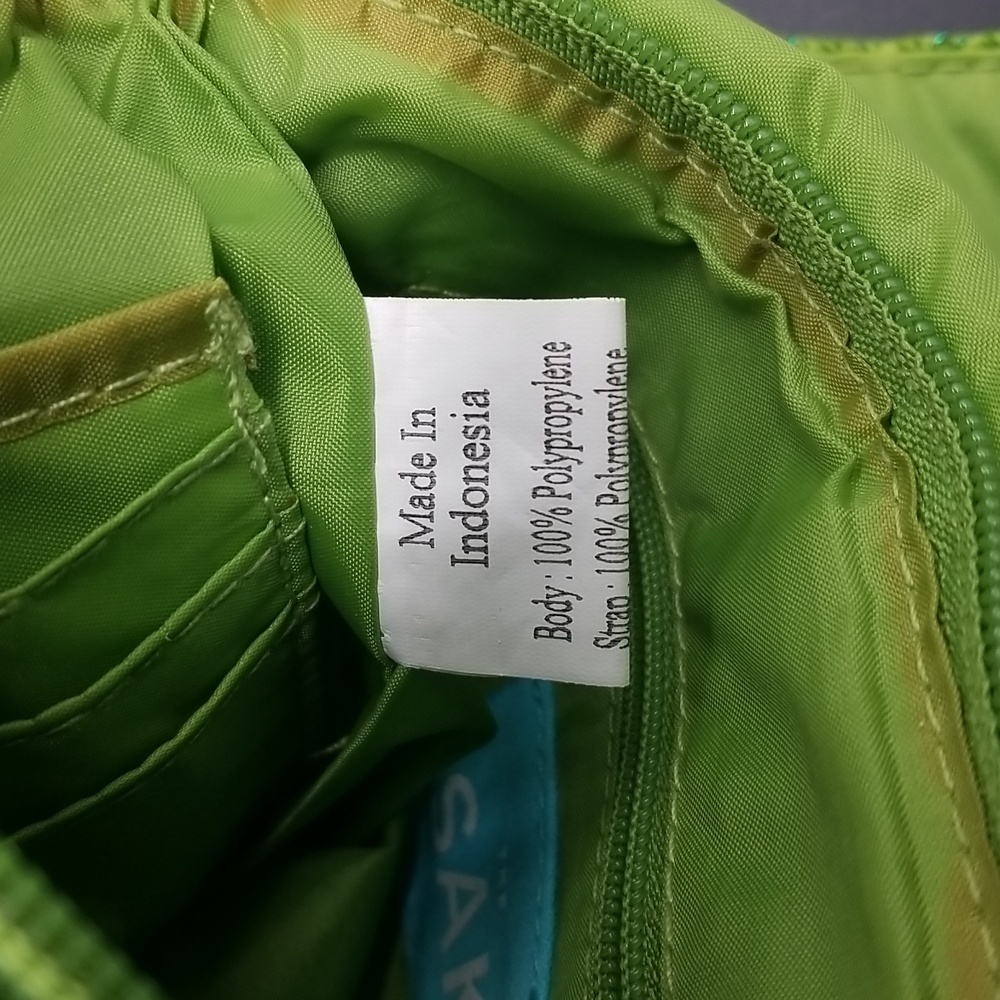 The Sak Crochet Lime Green with Green Sparkle Square Zipper Crossbody Bag - Picture 13 of 14